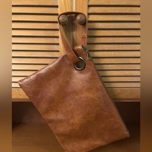 Brown Leather Wristlet
